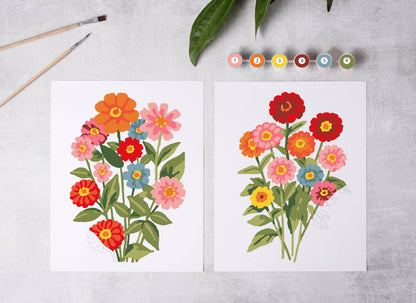 Zinnia Blooms Paint-By-Numbers kit